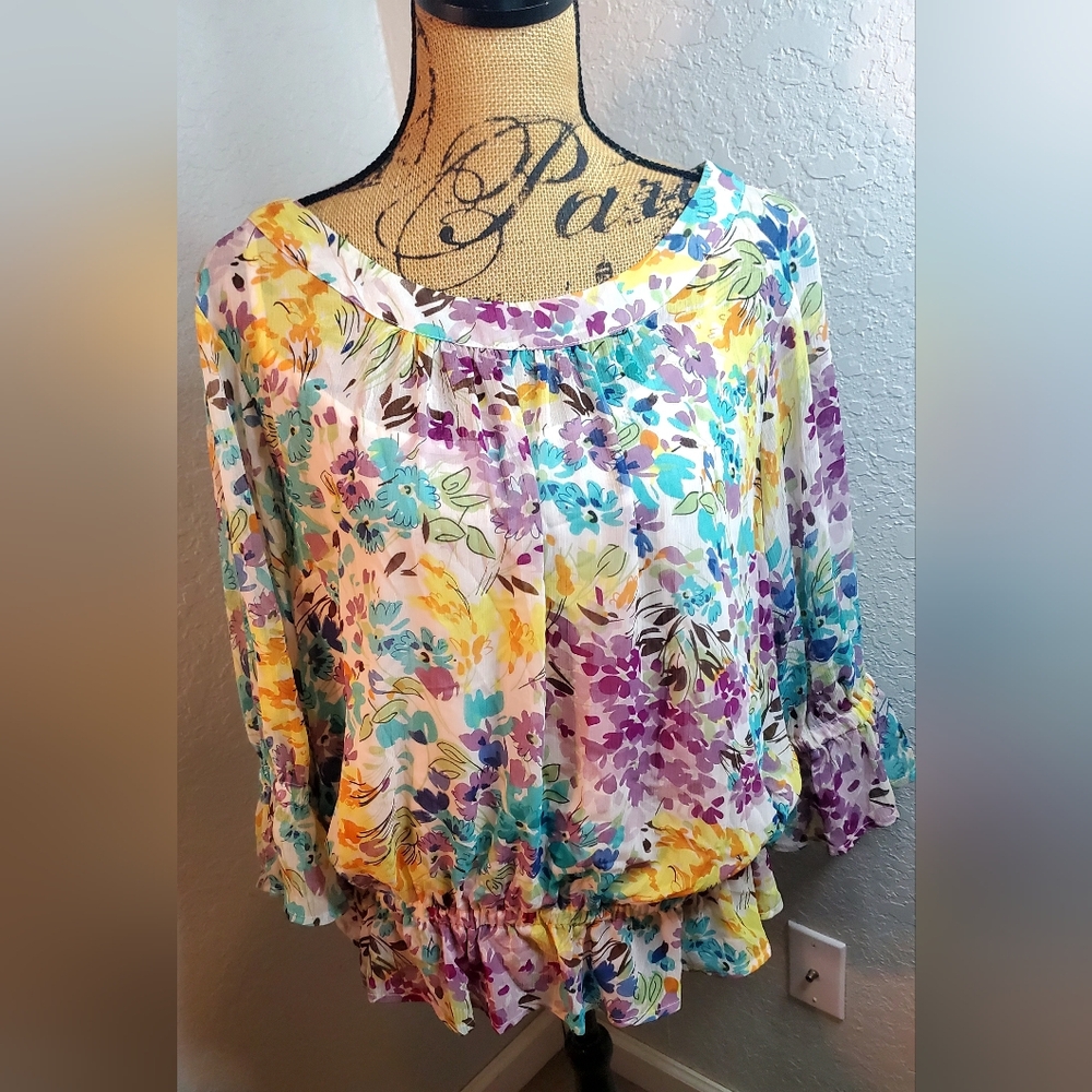 RQT Sheer Floral Women's Top